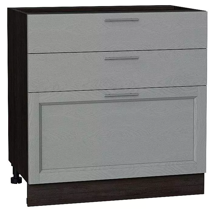 Шкаф нижний с 3-мя ящиками Сканди 800 Grey Softwood/Венге