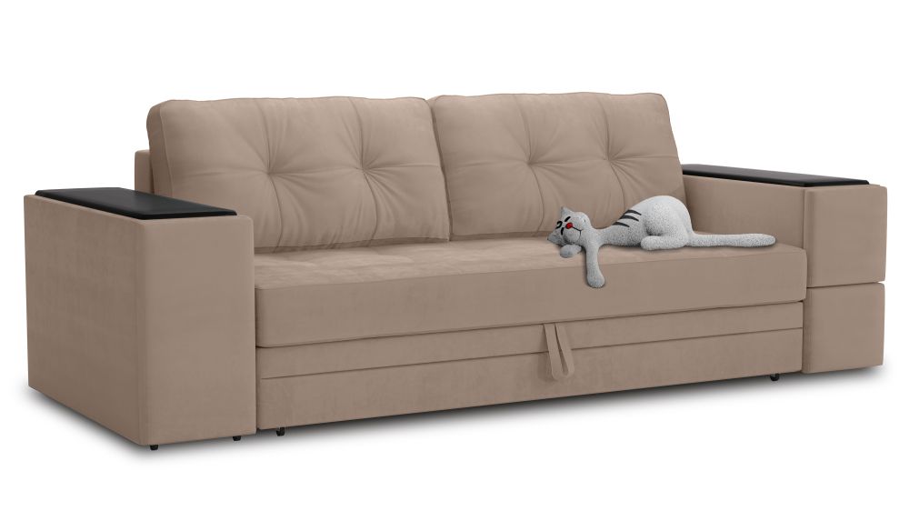 Прямой диван Каскад с ящиками и столиком дизайн 4
