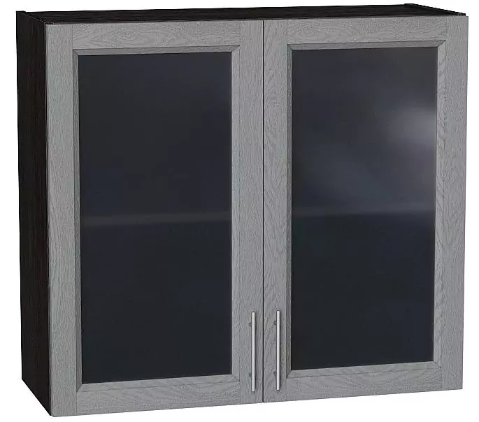 Шкаф верхний с 2-мя остекленными дверцами Сканди 720х800 Grey Softwood/Венге