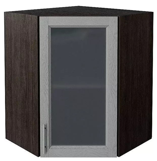 Шкаф верхний угловой остекленный Сканди 720 Grey Softwood/Венге