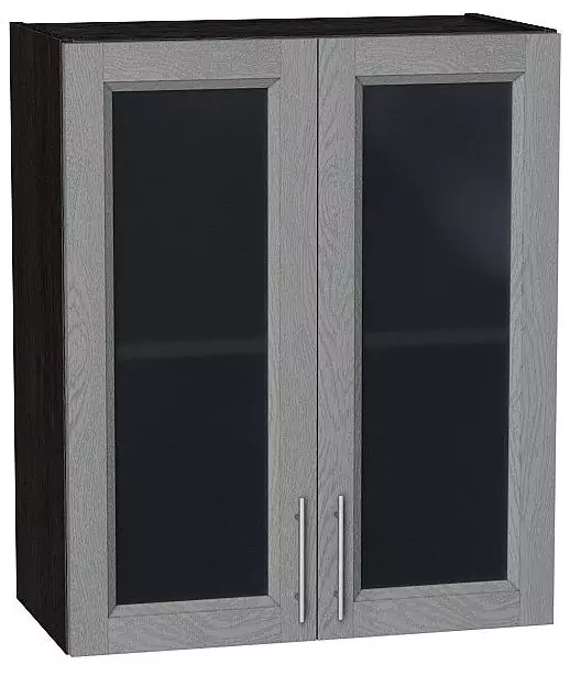 Шкаф верхний с 2-мя остекленными дверцами Сканди 720х600 Grey Softwood/Венге
