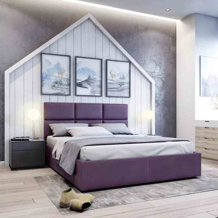 Кровать двуспальная Афина 5 160 с ПМ велюр фиолетовый