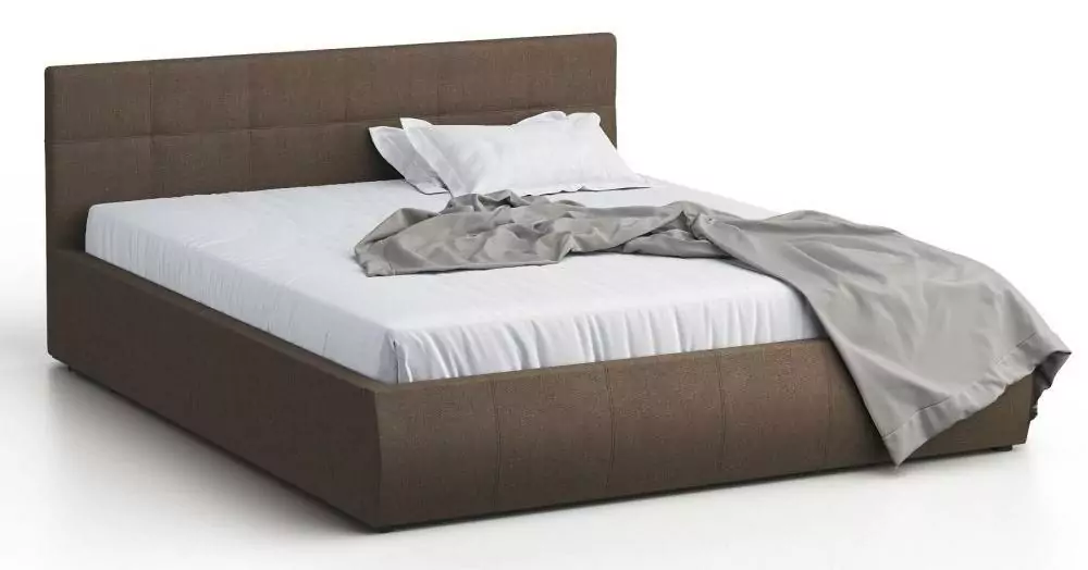 Кровать двуспальная Лофт 160 с ПМ рогожка коричневая