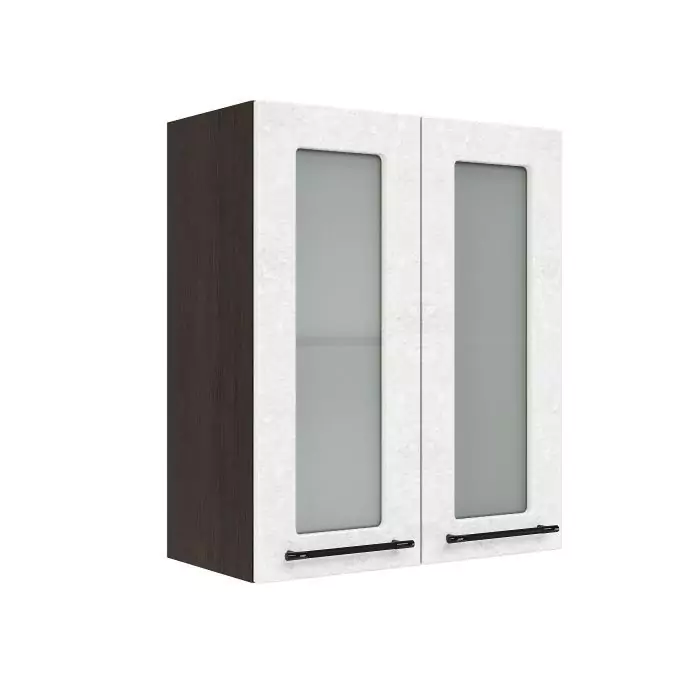Шкаф верхний со стеклом ШВС 600 "София" Нувель (бетон белый) дизайн 2