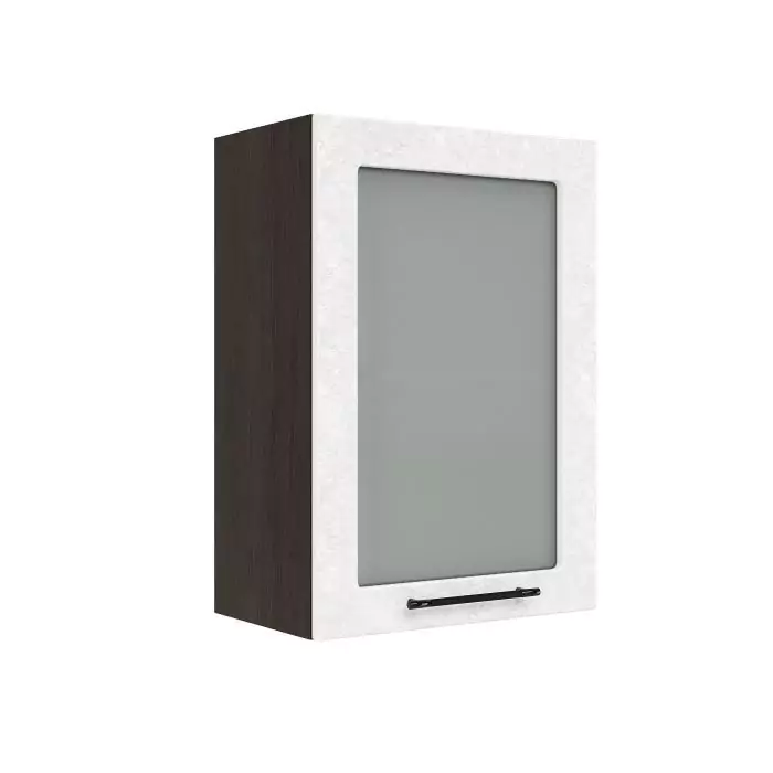 Шкаф верхний со стеклом ШВС 500 "София" Нувель (бетон белый) дизайн 2