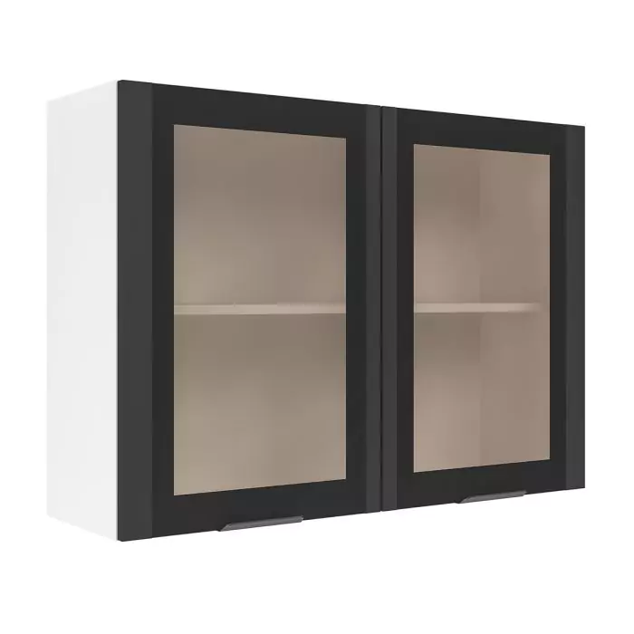 Шкаф верхний со стеклом ШВС 1000 "София" Норд (софт черный) дизайн 1