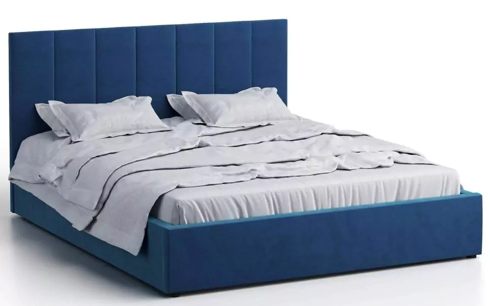 Кровать двуспальная Афина 3 180 с ПМ велюр синий