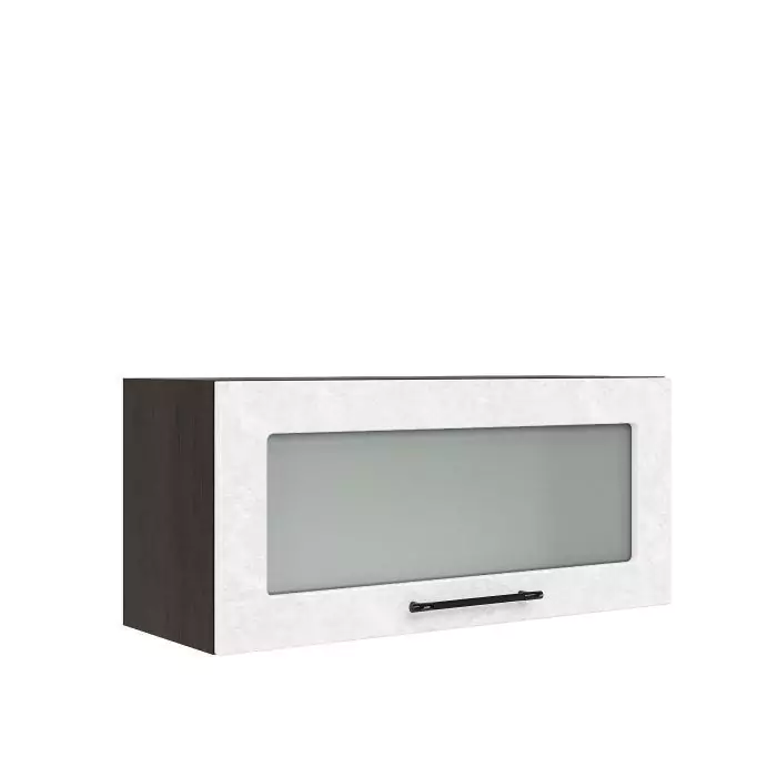 Шкаф верхний горизонтальный со стеклом ШВГС 800 "София" Нувель (бетон белый) дизайн 2
