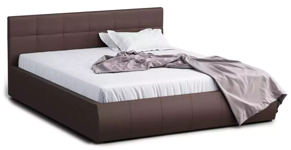 Кровать двуспальная Афина 140 с ПМ коричневая с матрасом Divano Basic независимые пружины (НПБ)