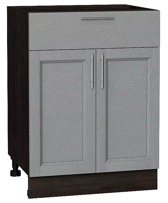 Шкаф нижний с 2-мя дверцами и ящиком Сканди Grey Softwood/Венге