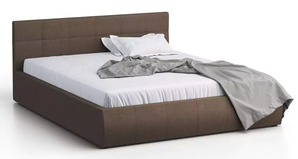 Кровать двуспальная Лофт 160 без ПМ рогожка коричневая