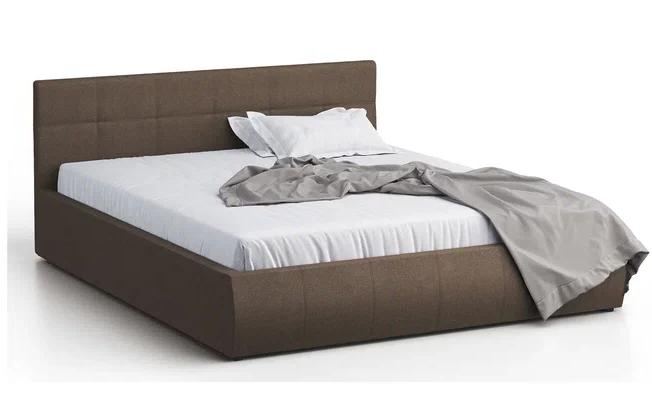 Кровать двуспальная Лофт 140 с ПМ рогожка коричневая