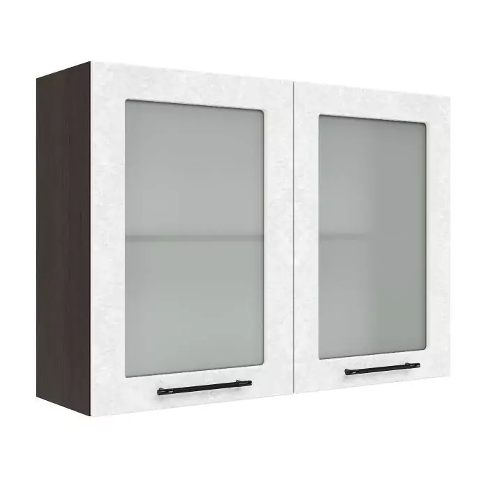 Шкаф верхний со стеклом ШВС 1000 "София" Нувель (бетон белый) дизайн 2