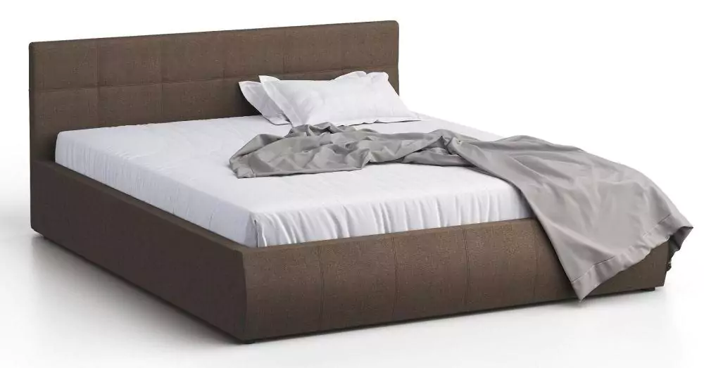 Кровать двуспальная Лофт 180 с ПМ рогожка коричневая