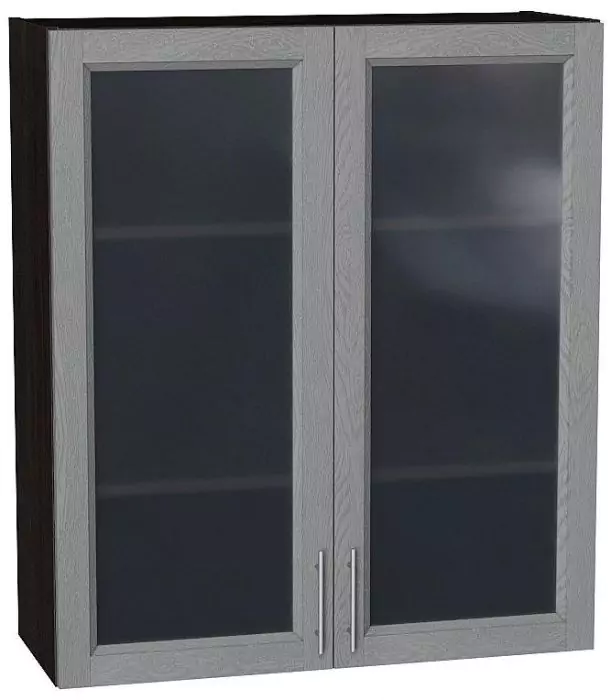 Шкаф верхний с 2-мя остекленными дверцами Сканди 920х800 Grey Softwood/Венге