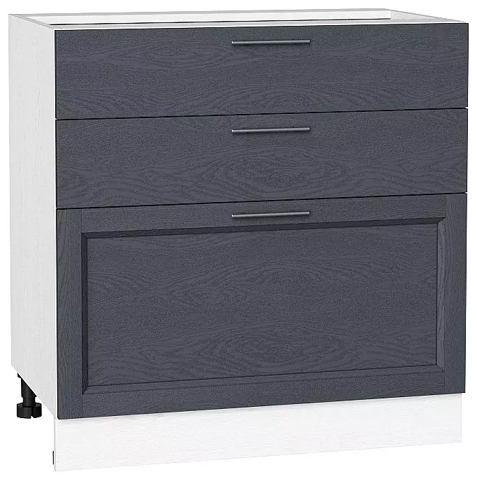 Шкаф нижний с 3-мя ящиками Сканди 800 Graphite Softwood/Белый