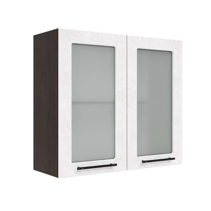 Шкаф верхний со стеклом ШВС 800 "София" Нувель (бетон белый) дизайн 2