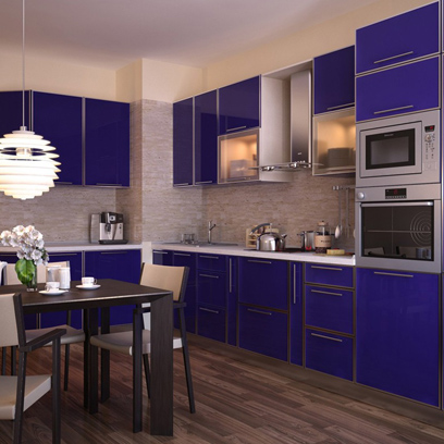 Синий цвет в интерьере кухни