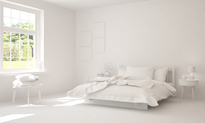 Белый цвет в интерьере спальни