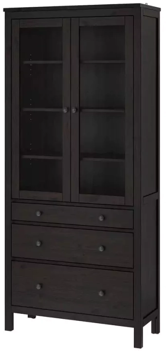 Шкаф-витрина с 3 ящиками HEMNES, Венге