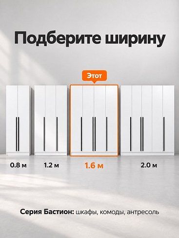 Шкаф распашной Бастион 4-дверный без зеркал 1.6 м, Белый