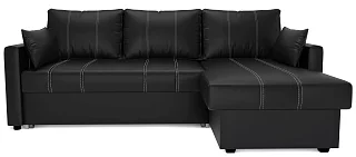 Угловой кожаный диван Дубай Дельфин Черный