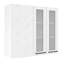 Шкаф верхний угловой со стеклом (премьер) ШВУПС 1000Н Нувель (бетон белый) 