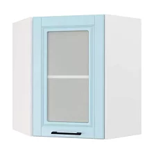 Шкаф верхний угловой со стеклом ШВУС 600 Барселона (голубой тик) 