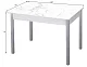 Стол обеденный раздвижной с фотопечатью Альфа Белый мрамор/Серебристый металлик 2
